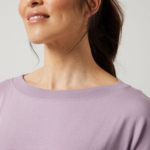 LMA Active Women's Curved Hem Fleece Top Lilac X Large