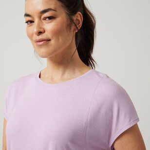 LMA Active Women's Slub Jersey Cap Sleeve Tee Mauve