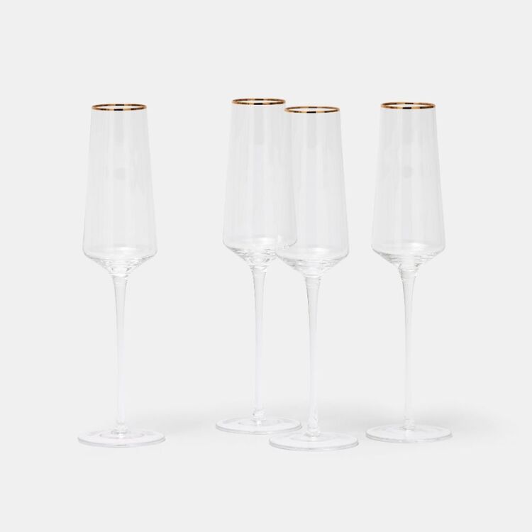 Keltum Lead-Free Crystal Champagne Flutes, Set of 2