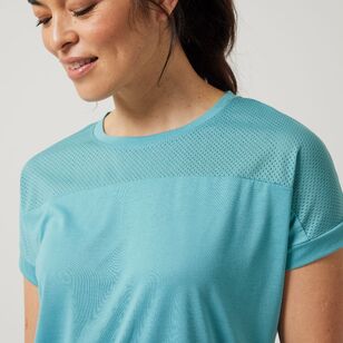 LMA Active Women's Mesh Insert Tee Bright Turquoise