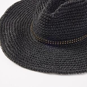 Khoko Women's Stud Trim Panama Hat Black One Size