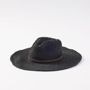 Khoko Women's Stud Trim Panama Hat Black One Size