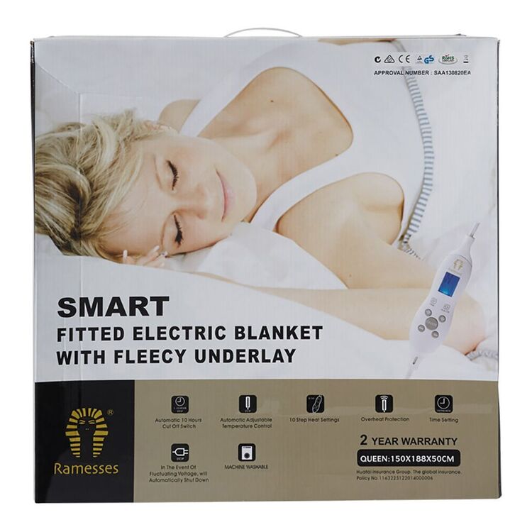 RAMESSES Fitted Electric Blanket With Fleecy Underlay Queen Bed