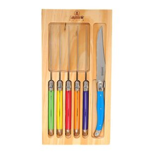 Laguiole Elite 6-Piece Steak Knife Set Multicoloured