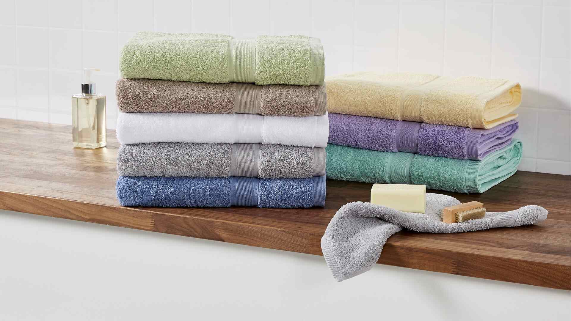 Assorted pastel coloured towels