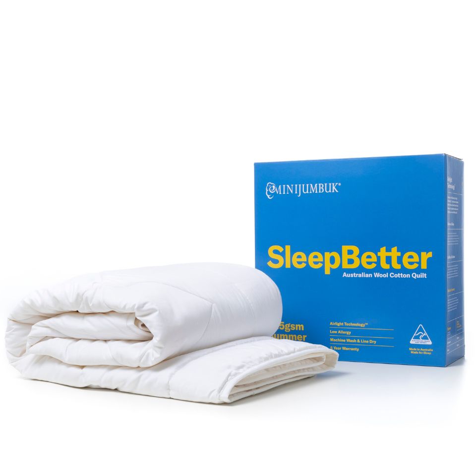 MiniJumbuk SleepBetter 225 GSM Summer Australian Wool Cotton Quilt