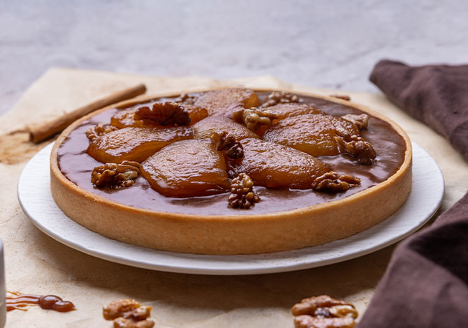 Caramel, Apple & Walnut Tart Recipe by Kirsten Tibballs