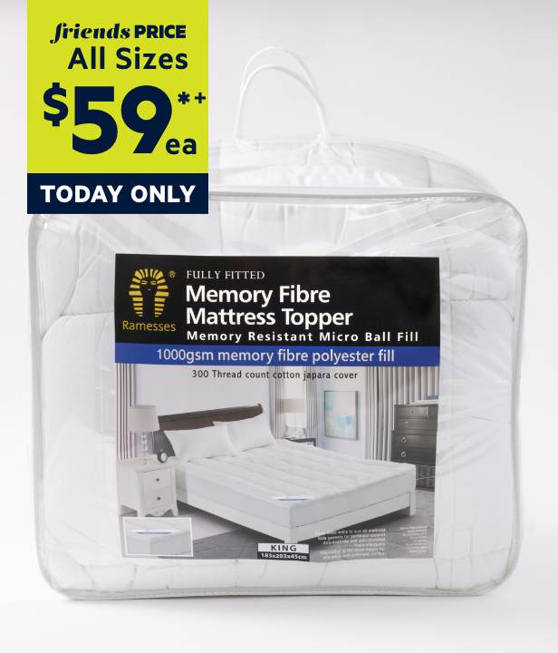 70% Off*+ Full Priced Ramesses 1000GSM Mattress Toppers