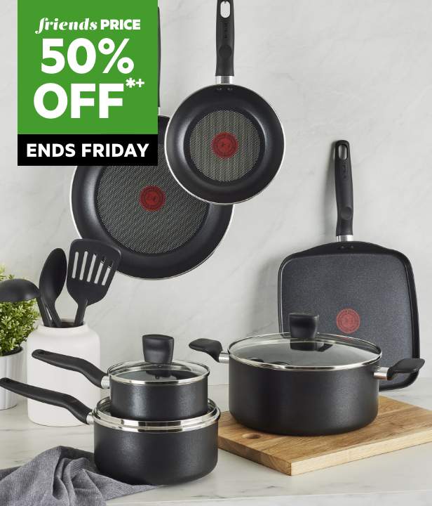 50% Off Full Priced Cookware by Tefal, Swiss Diamond & Raco