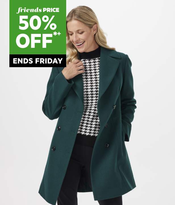 50% Off Full Priced Women's Coats & Jackets