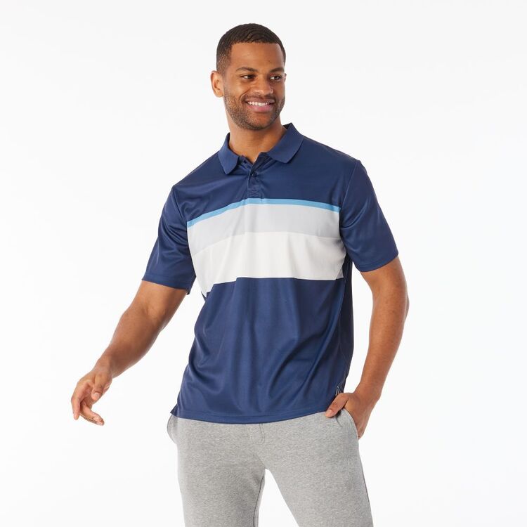 NMA Men's Quick Dry Block Stripe Polo Navy