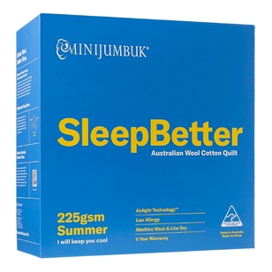 MiniJumbuk SleepBetter 225 GSM Summer Australian Wool Cotton Quilt