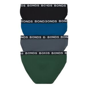 Bonds Men's Hipster Brief 4 Pack Black & Blue Green