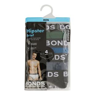 Bonds Men's Hipster Brief 4 Pack Black & Blue Green