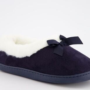 Cherry Lane Women's Molly Satin Bow Slipper Navy