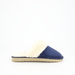 Cherry Lane Women's Moon Fur Trim Scuff Navy