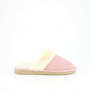 Cherry Lane Women's Moon Fur Trim Scuff Pink