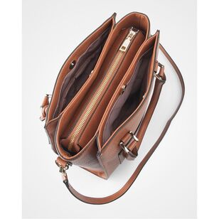 MADISON ANGIE 3 COMPARTMENT TOTE Dark Tan