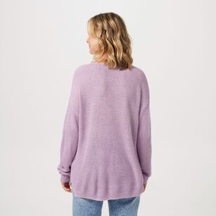 Khoko Collection Women's Vee Neck Jumper Lavender X Large