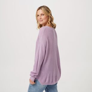 Khoko Collection Women's Vee Neck Jumper Lavender X Large