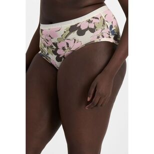 Bonds Women's Cottontails Print Full Brief 3 Pack Light Pink & Tan