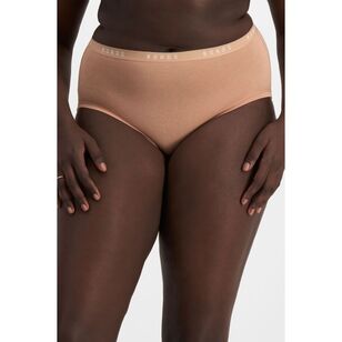 Bonds Women's Cottontails Print Full Brief 3 Pack Light Pink & Tan