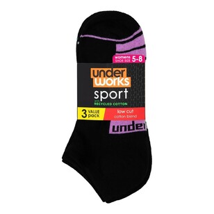 Underworks Women's Sport Low Cut Sock 3 Pack Black