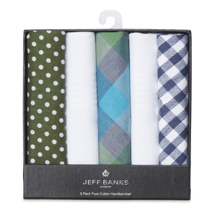 Jeff Banks 5 Pack Hankie Set Green