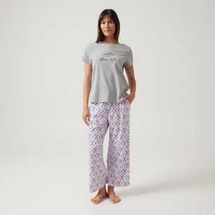 Sash & Rose Women's Cotton Short Sleeve Sleep Tee Grey Small