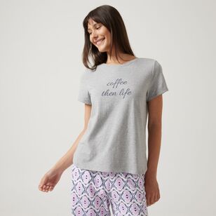 Sash & Rose Women's Cotton Short Sleeve Sleep Tee Grey Small