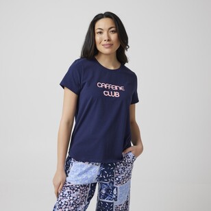 Sash & Rose Women's Cotton Short Sleeve Sleep Tee Navy