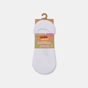 Underworks Women's Bamboo No Show Sock 3 Pack White