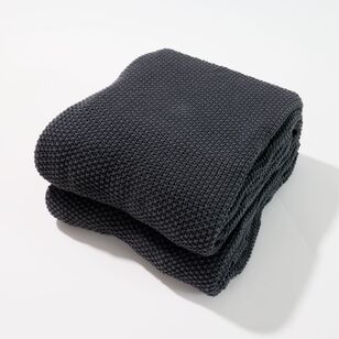 Elysian Knit Cotton Blanket Charcoal Queen