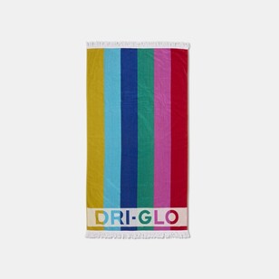 Dri Glo Harbour Velour Beach Towel 95 x 175 cm Pink Multi Stripe 95 x 175 cm