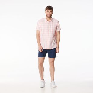 JC Lanyon Men's Docker Check Short Sleeve Shirt White & Melon