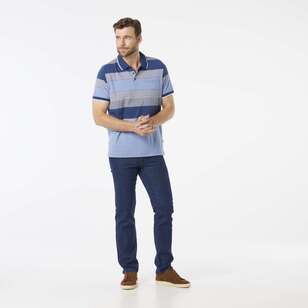 JC Lanyon Men's Eden Stripe Jersey Polo Navy