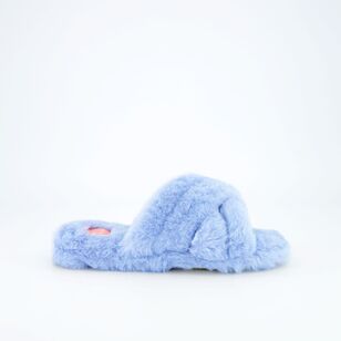 Sash & Rose Women's Gamble Fur Slipper Blue