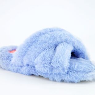 Sash & Rose Women's Gamble Fur Slipper Blue