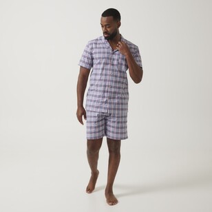 Nic Morris Men's Cotton Poplin Short PJ Set Navy & Red