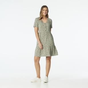 Khoko Collection Women's Viscose Button Dress Sage