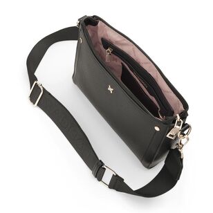 Madison Eden Zip Top Webbing Strap Crossbody Bag Black