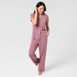 Sash & Rose Women's Bamboo Short Sleeve PJ Set Lilac