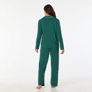 Sash & Rose Women's Bamboo Long Sleeve PJ Set Green