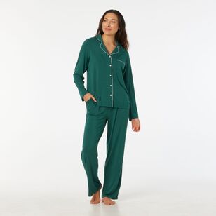 Sash & Rose Women's Bamboo Long Sleeve PJ Set Green