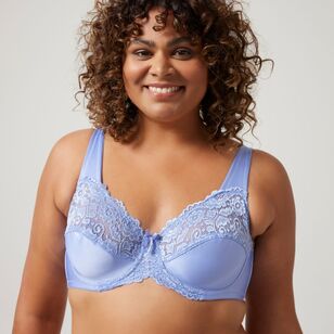 Sash & Rose Women's Lace Underwire Minimiser Bra Blue