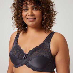 Sash & Rose Women's Lace Underwire Minimiser Bra 2 Pack Pink & Charcoal