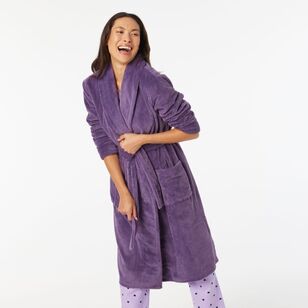 Sash & Rose Women's Texture Fleece Gown Grape