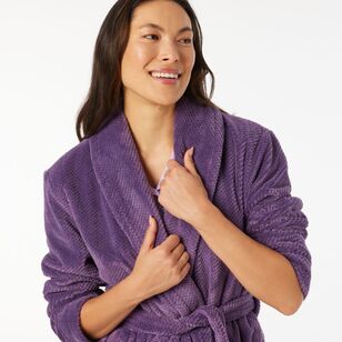 Sash & Rose Women's Texture Fleece Gown Grape