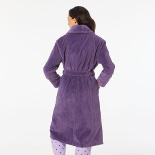 Sash & Rose Women's Texture Fleece Gown Grape