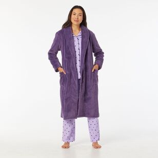 Sash & Rose Women's Texture Fleece Gown Grape